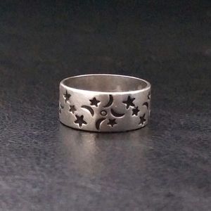 Star and moon Joseph Esposito sterling silver ring